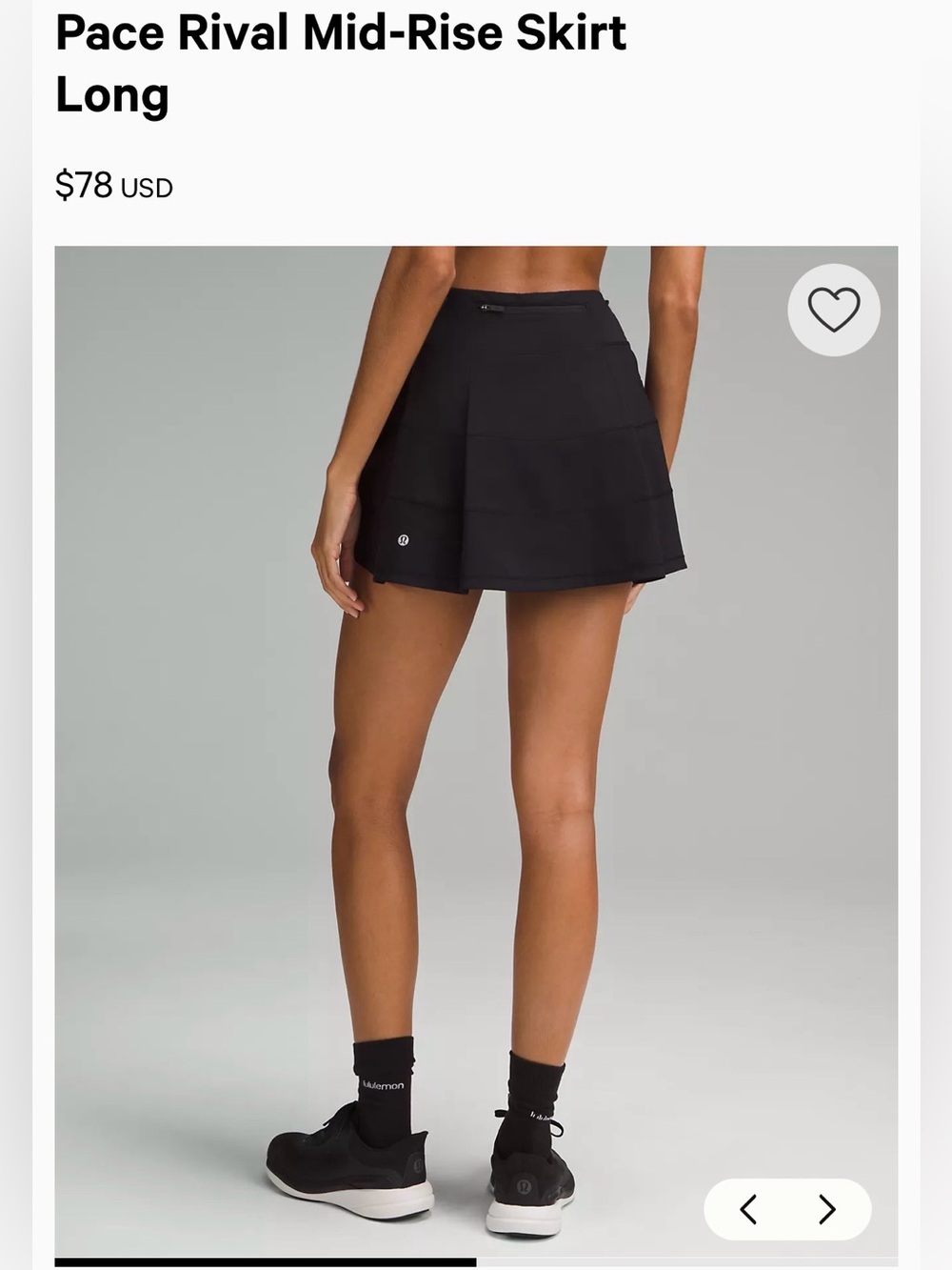 lululemon Pace Rival Mid-Rise Skirt Long - Black